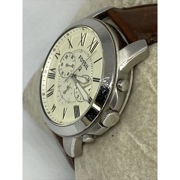 Fossil NDW1 Unisex Brown Leather Silver Stainless Steel Analog Dial WatcH JK6 - Picture 4 of 12